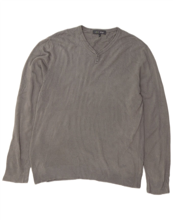 Marks & Spencer Pull col V pour homme en acrylique gris Taille L