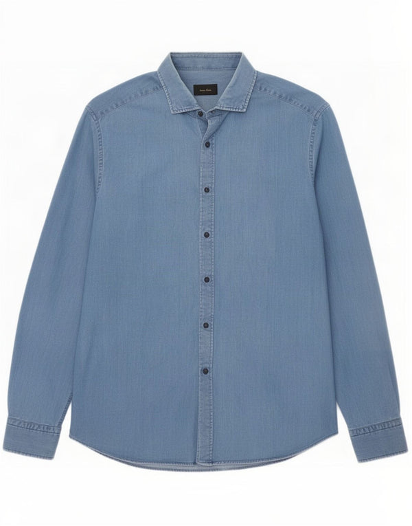 Massimo Dutti Chemise en jean pour homme XL Bleu Coton