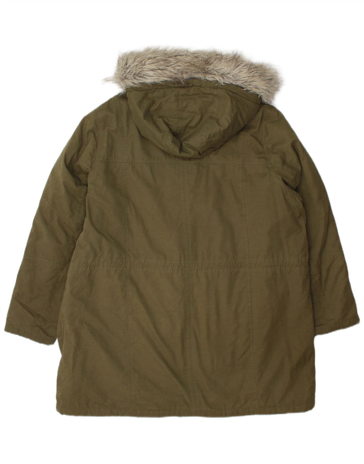 Marks & Spencer Parka à capuche pour femme UK 18 XL Kaki Polyester