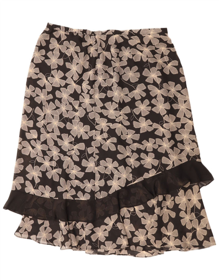 jupe droite femme vintage UK 22 3XL W40 Polyester floral noir