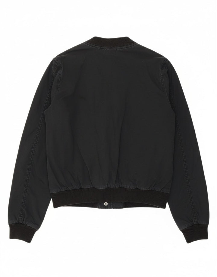 HOLLISTER Womens Bomber Jacket UK 14 Medium Black Cotton
