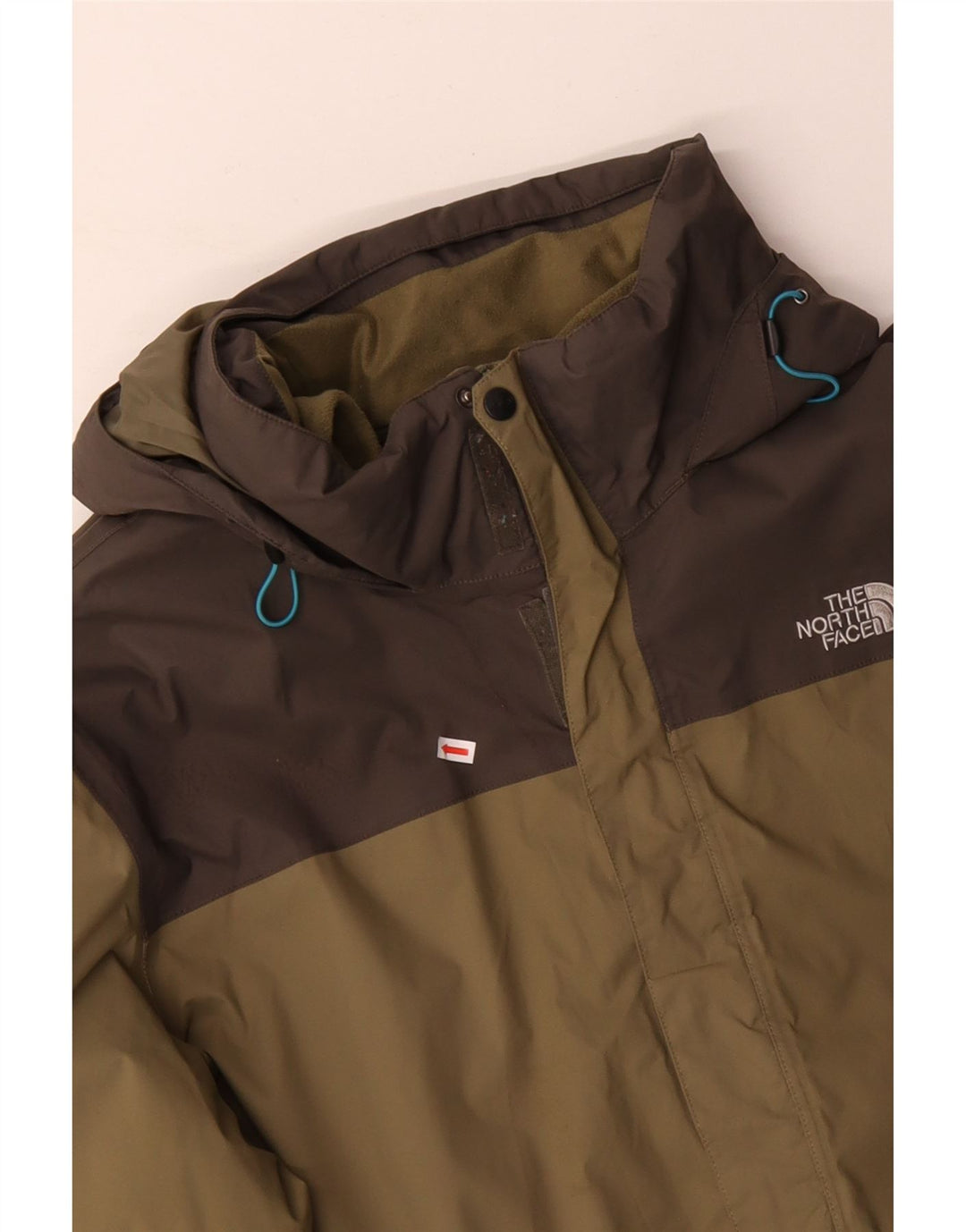 THE NORTH FACE Veste coupe-vent à capuche pour hommes UK 46 3XL Kaki Colourblock