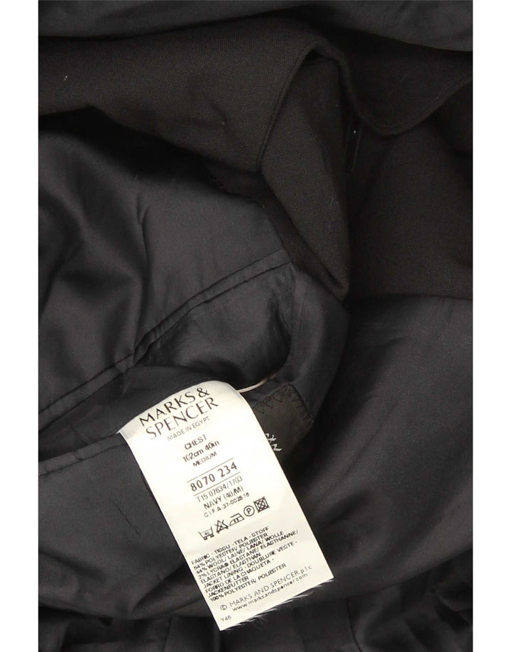 Marks & Spencer Veste blazer à 3 boutons pour homme UK 40 Polyester noir moyen