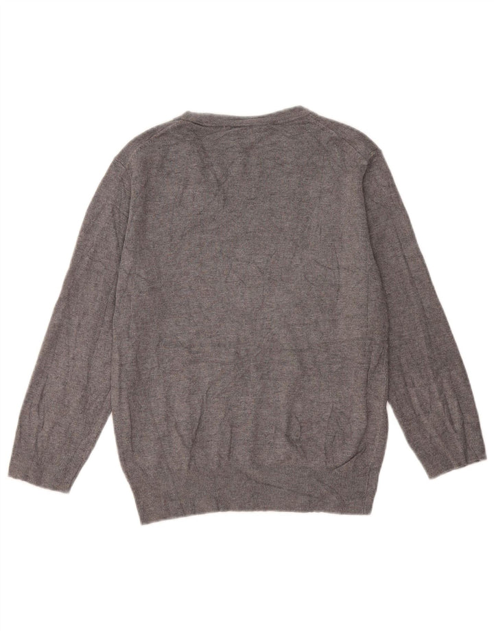 Zara Pull col V pour femme UK 16 Large Gris