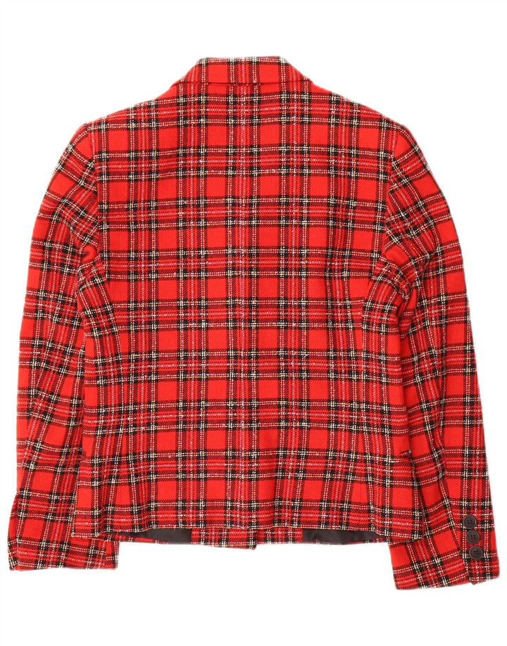 Momenti Veste Blazer 3 Boutons Femme IT 40 Petite Laine à Carreaux Rouge