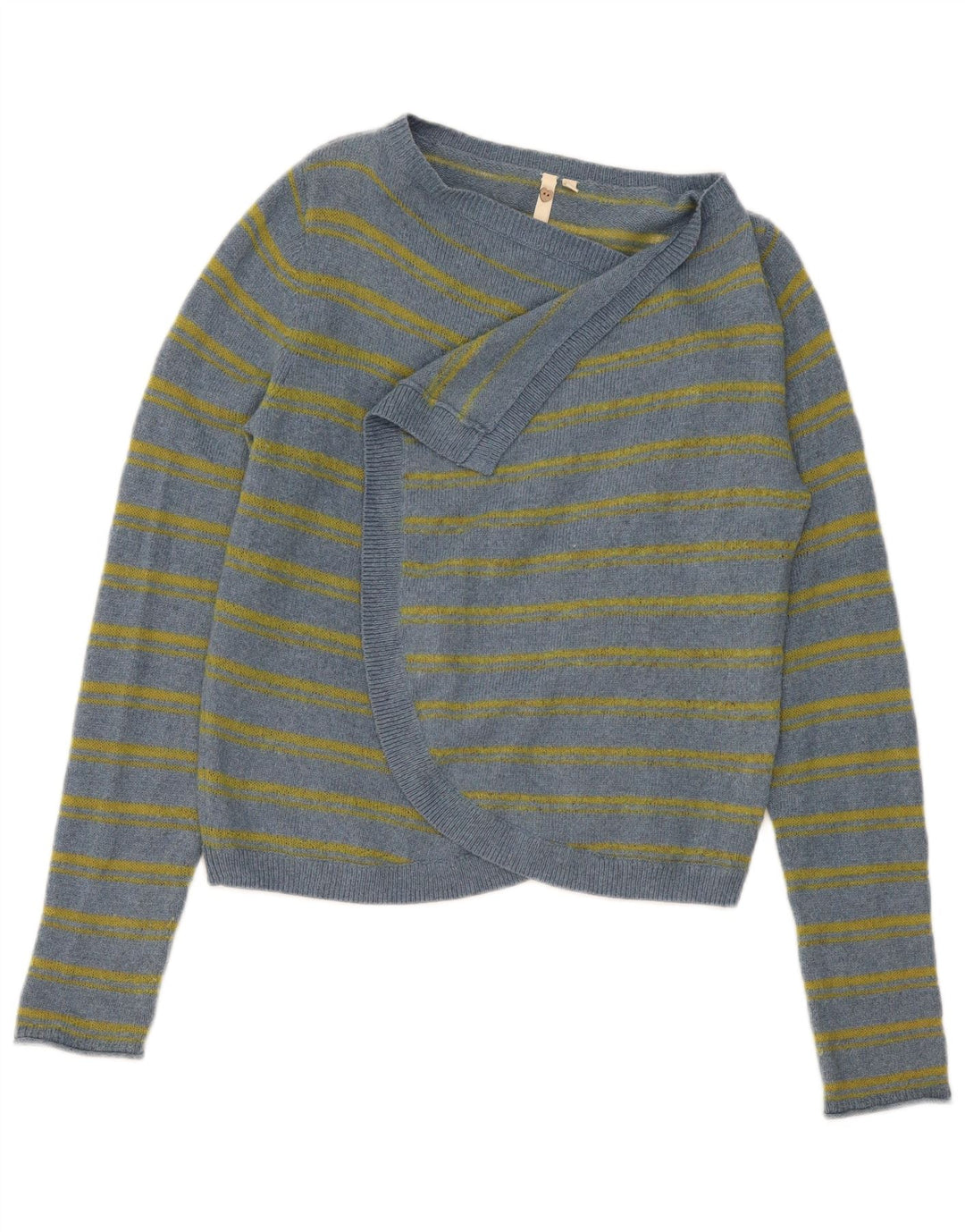 Pull Cardigan Ouvert White Stuff Femme UK 12 Coton Rayé Bleu Moyen