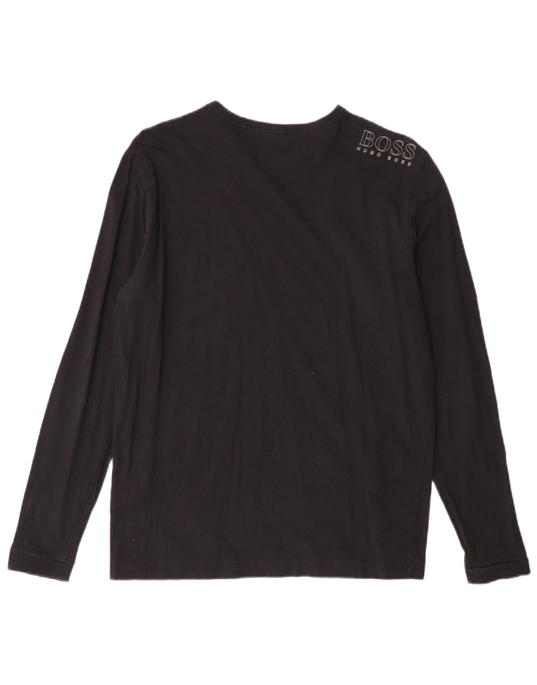 HUGO BOSS Homme Regular Fit Top Manches Longues Petit Noir Coton