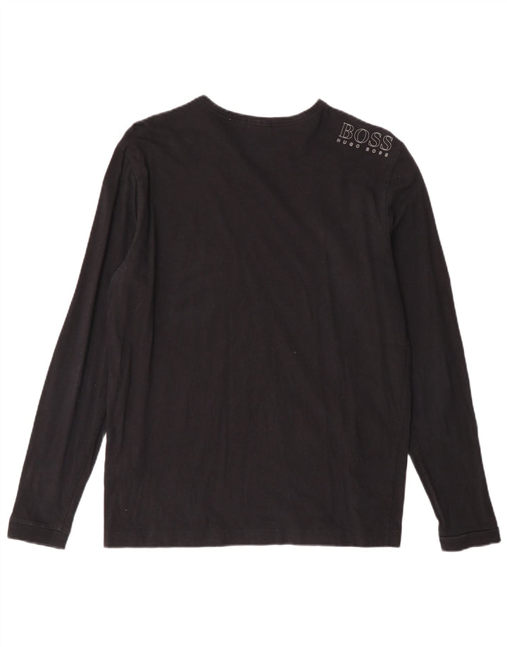 HUGO BOSS Homme Regular Fit Top Manches Longues Petit Noir Coton