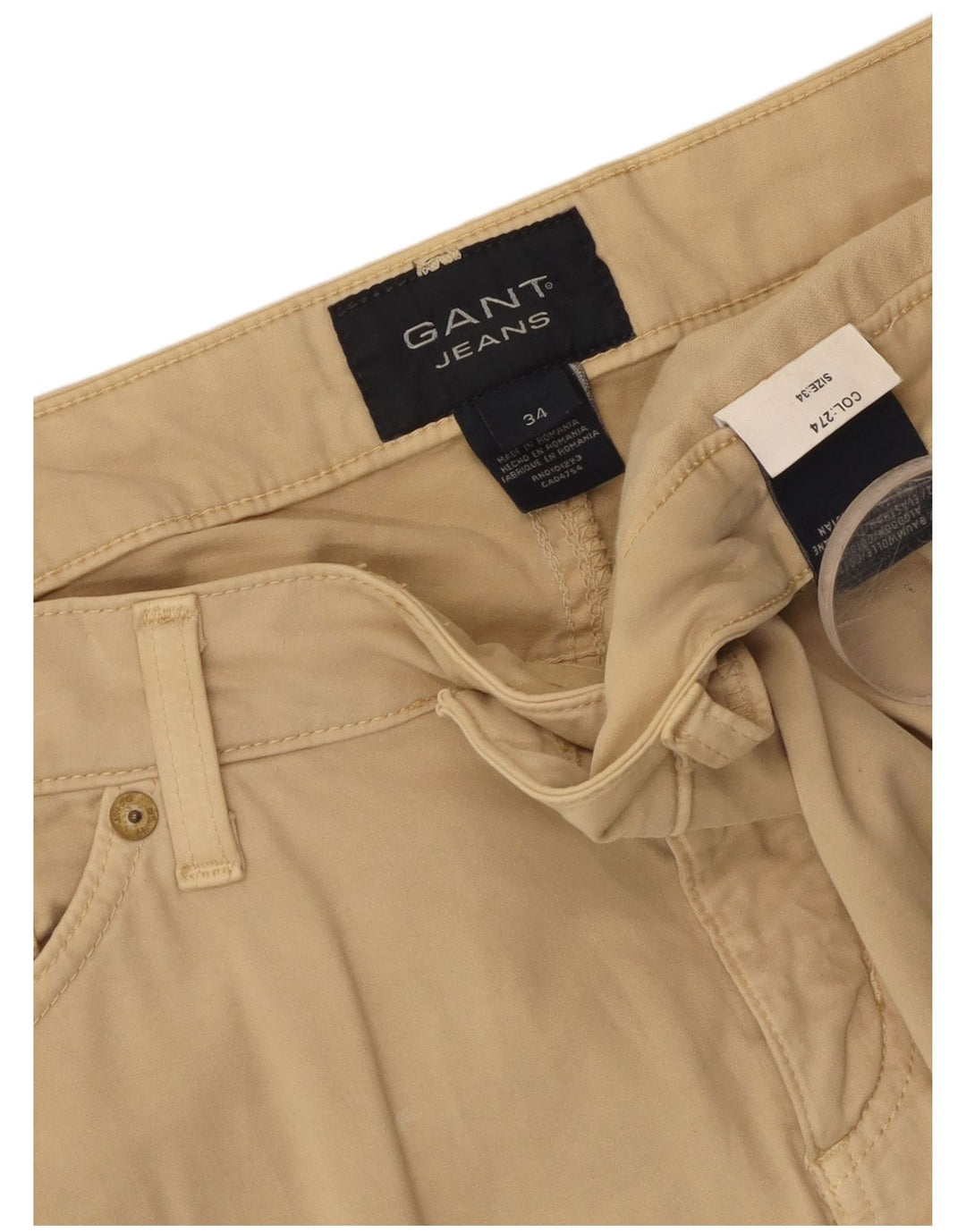 Gant Pantalon Capri W34 L20 Femme Beige Coton