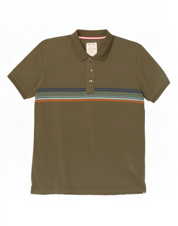 Polo Homme Fat Face XL Coton Rayé Kaki