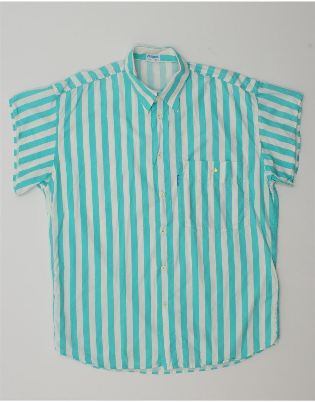 Carrera Chemise à Manches Courtes Homme Bleu Moyen Rayé
