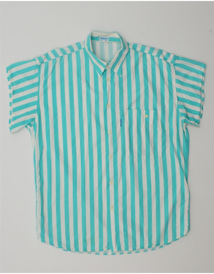 Carrera Chemise à Manches Courtes Homme Bleu Moyen Rayé