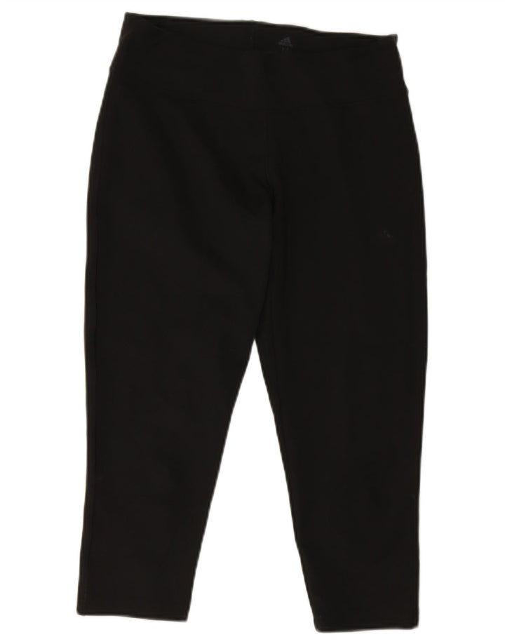 Adidas Femmes Climalite Capri Leggings UK 12/14 Moyen Noir Polyester