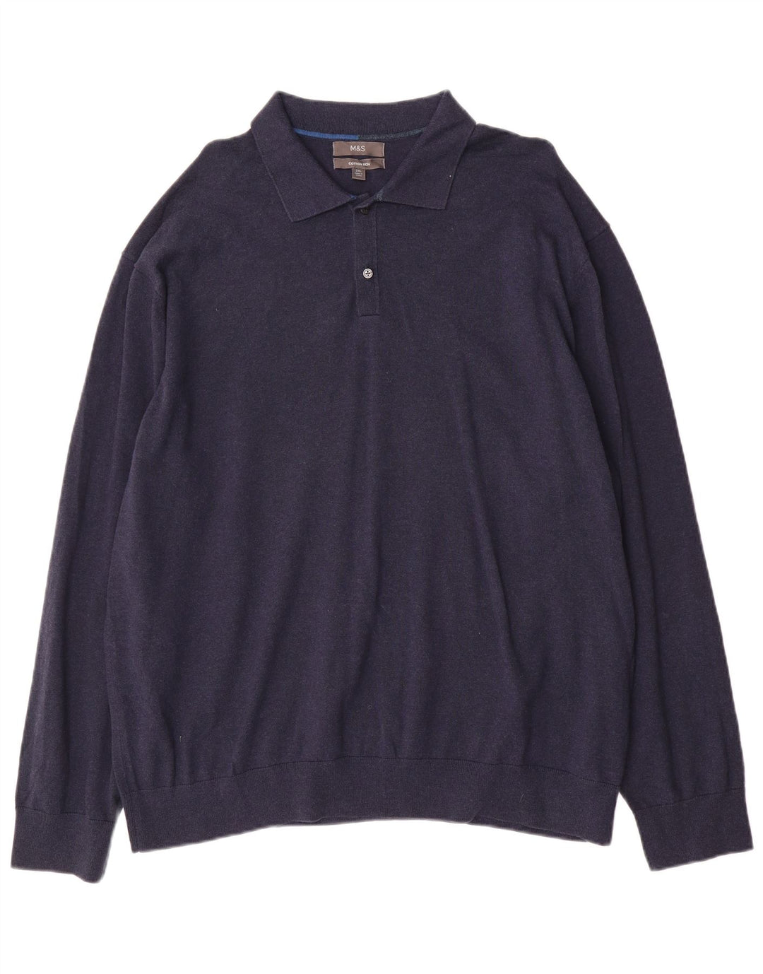Marks & Spencer Pull à col polo pour homme 2XL en coton bleu marine