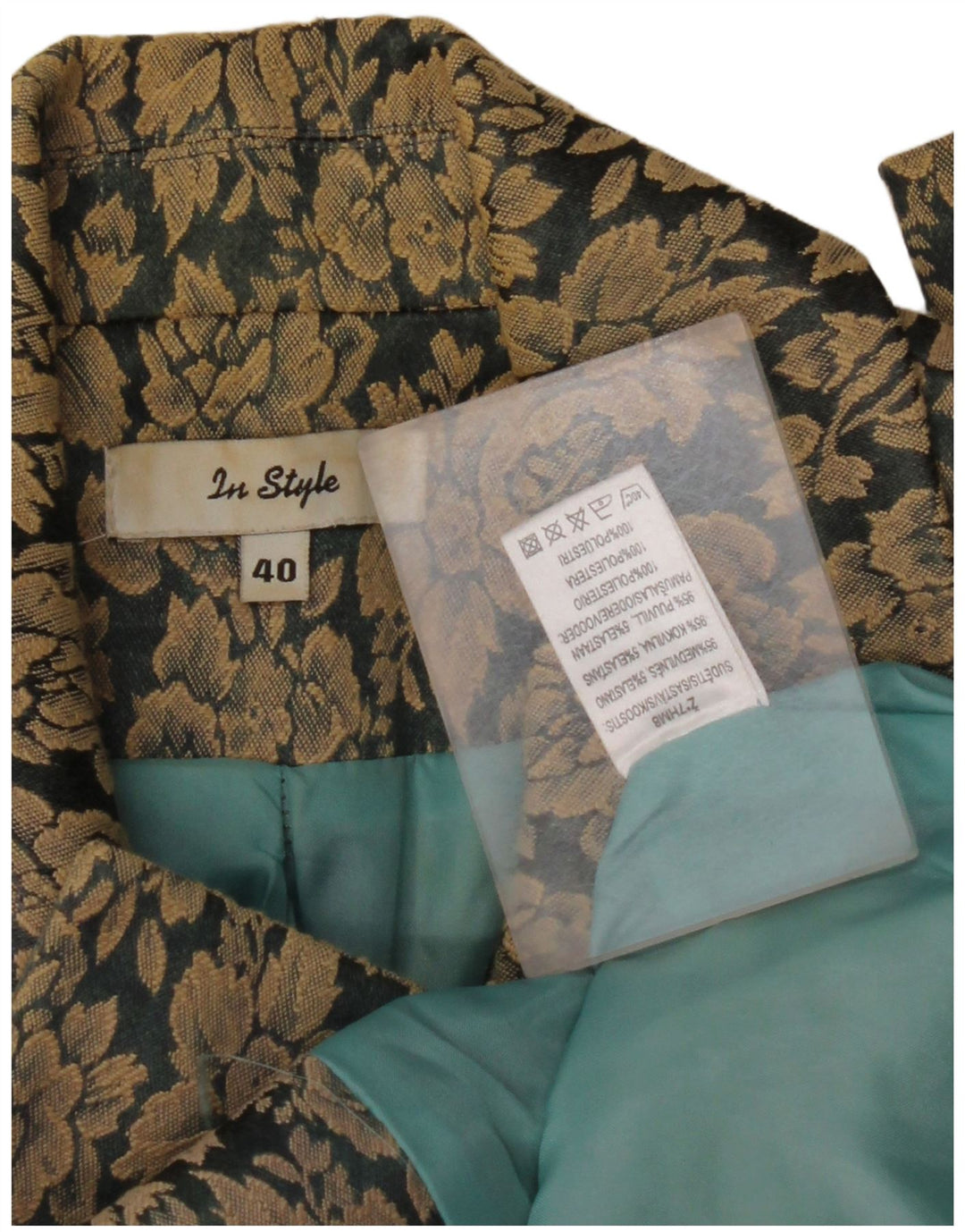 VINTAGE Femme 3 Bouton Blazer Veste EU 40 Coton Floral Brun Moyen