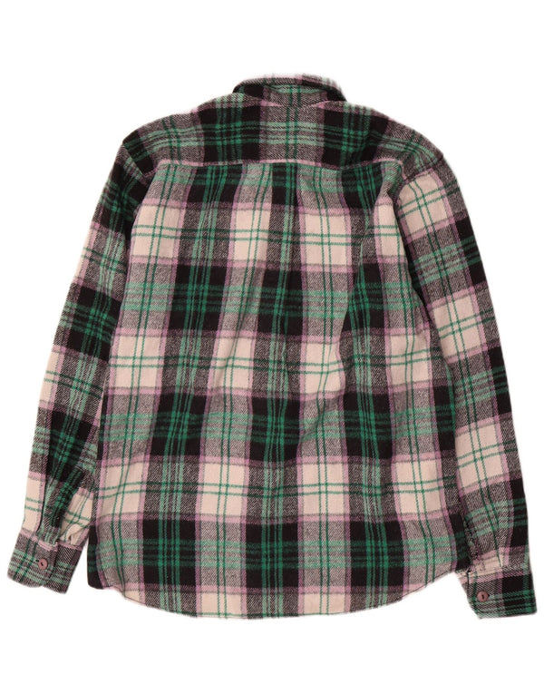 vintage Chemise en flanelle pour hommes Laine à carreaux multicolore moyen