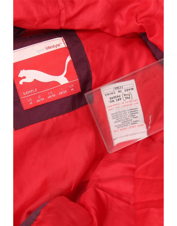 Puma Veste rembourrée pour femme UK 14 Medium Burgundy Colourblock Nylon