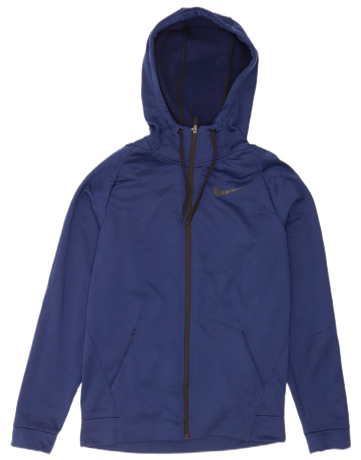 Nike Hommes Dri Fit Zip Sweat à capuche Petit Bleu Marine Polyester