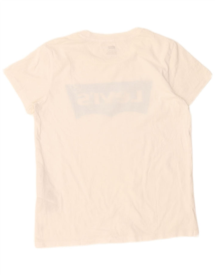Levi's T-Shirt Graphique Femme UK 12 Coton Blanc Moyen