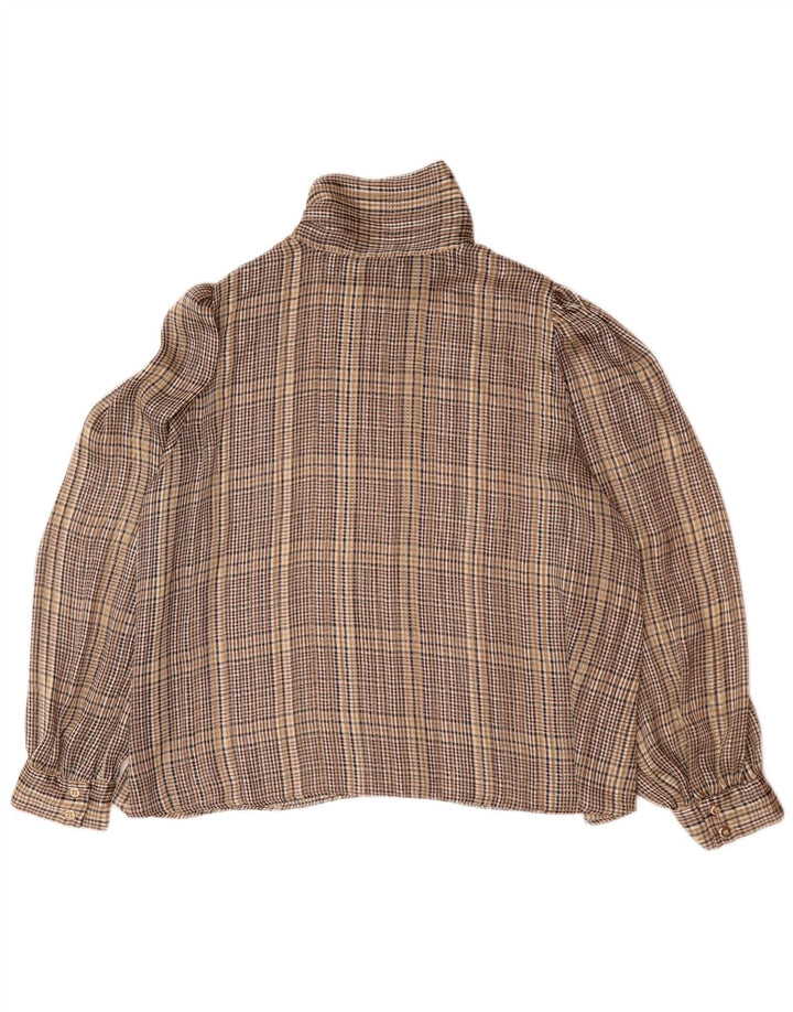 Zara Pull à manches longues pour femme - Chemisier UK 16 - Grand carreaux marron