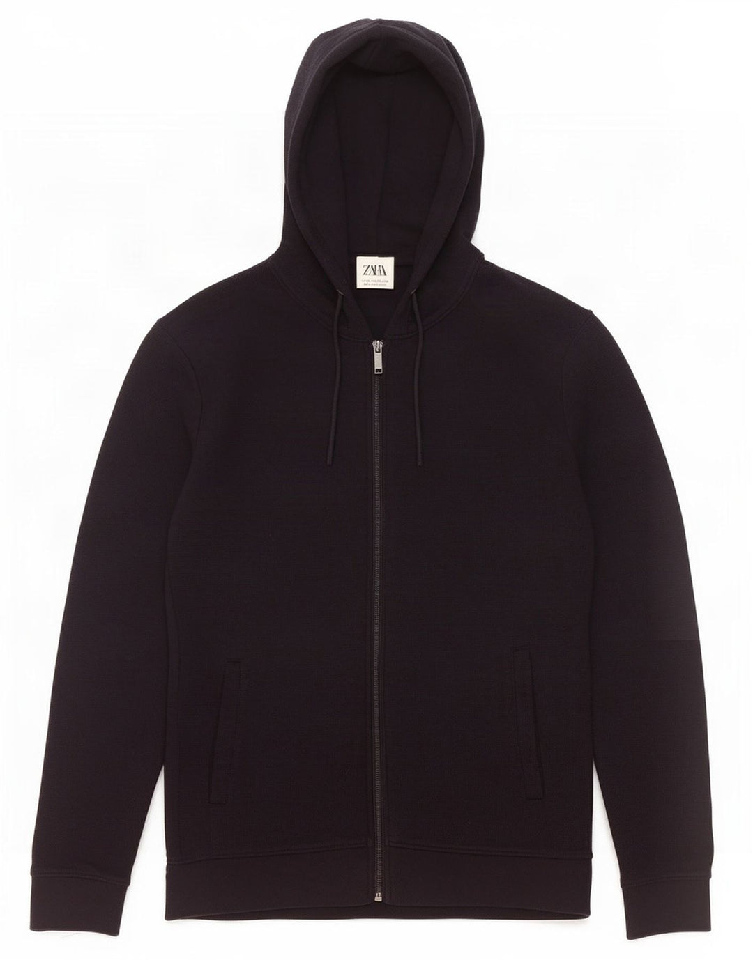 Zara Pull À Capuche Zippé Homme Noir Moyen