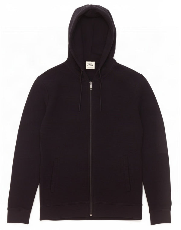 Zara Pull À Capuche Zippé Homme Noir Moyen