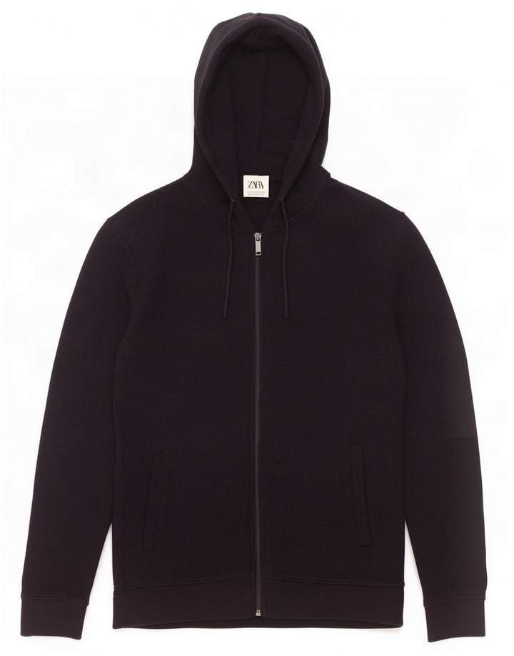Zara Pull À Capuche Zippé Homme Noir Moyen