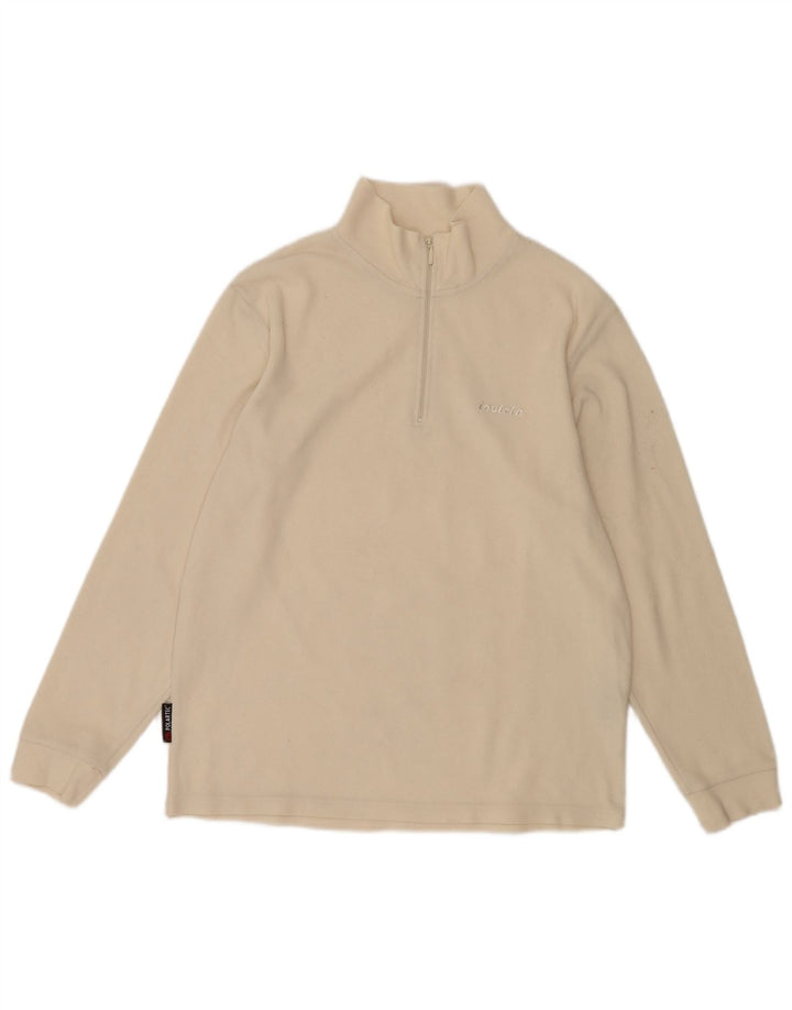 Invicta Pull polaire à col zippé pour homme Large en polyester blanc cassé