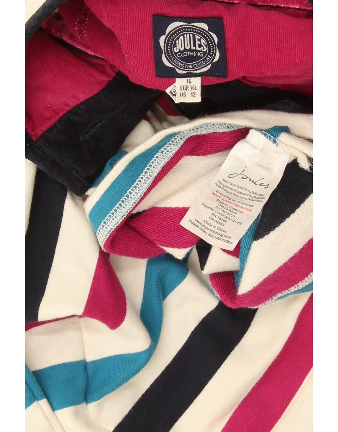 Joules Sweatshirt Jumper UK 16 Large Multicolore Rayé Femme