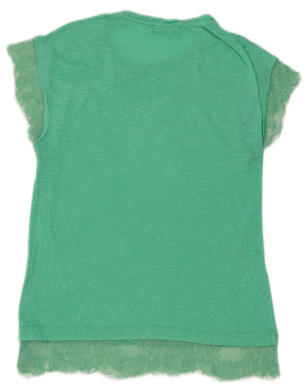 Zara T-Shirt Femme Top UK 10 Petit Vert