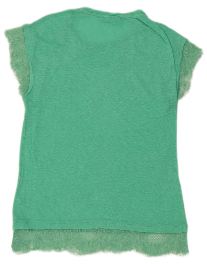 Zara T-Shirt Femme Top UK 10 Petit Vert