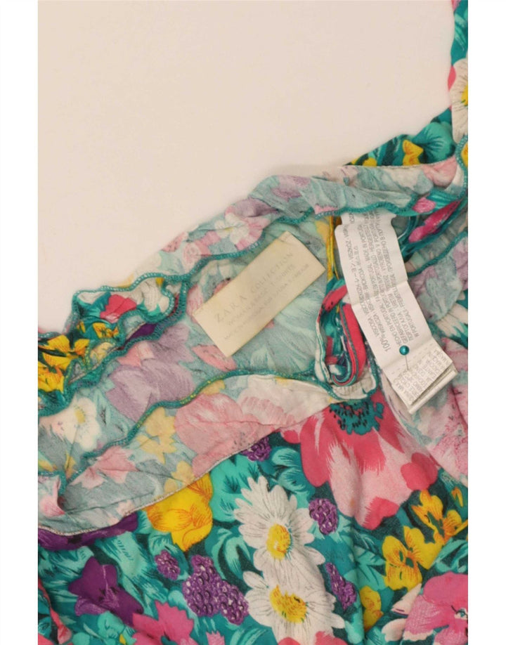 Zara Haut à épaules dénudées pour femme UK 10 Petite viscose florale multicolore