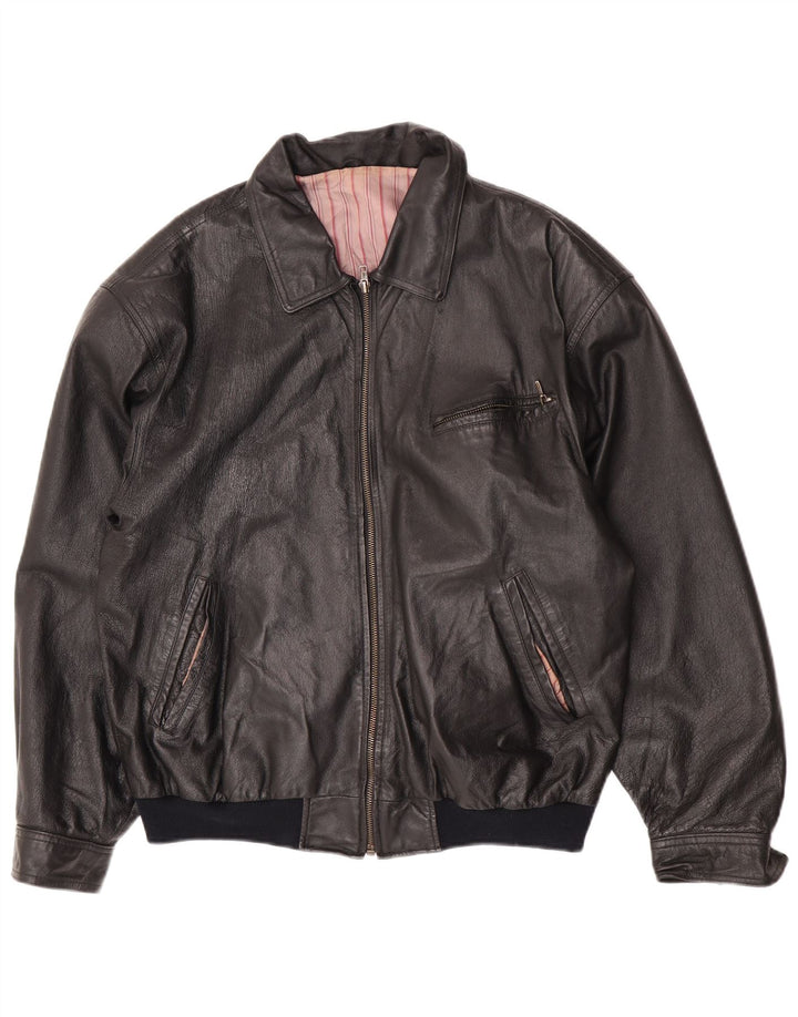 Veste en cuir homme vintage UK 42 XL Cuir noir