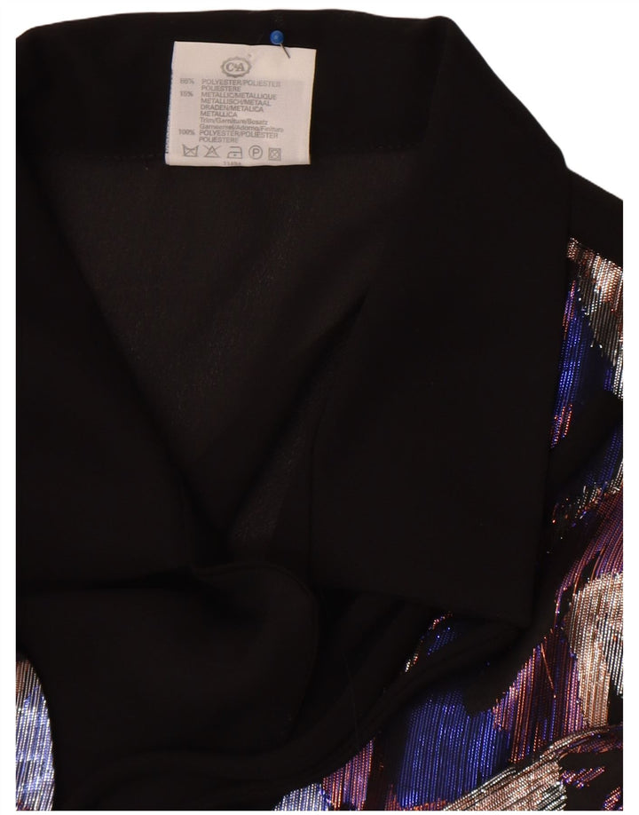 C&A Chemisier coupe décontractée à motif abstrait pour femme UK 16 Large Noir