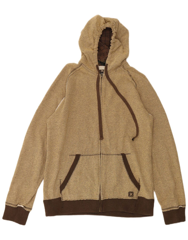Hurley Pull à capuche zippé pour homme en coton moucheté marron grand