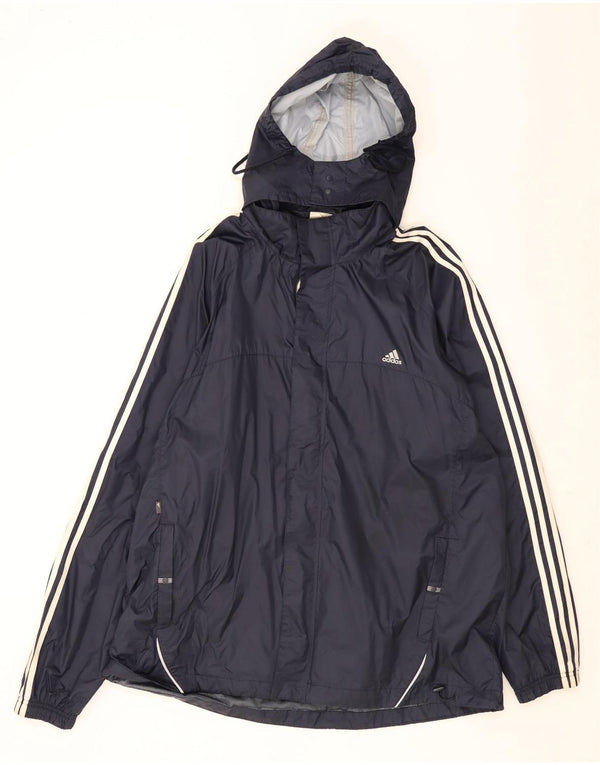 Adidas Veste de pluie à capuche graphique pour homme UK 46 3XL Bleu marine Nylon