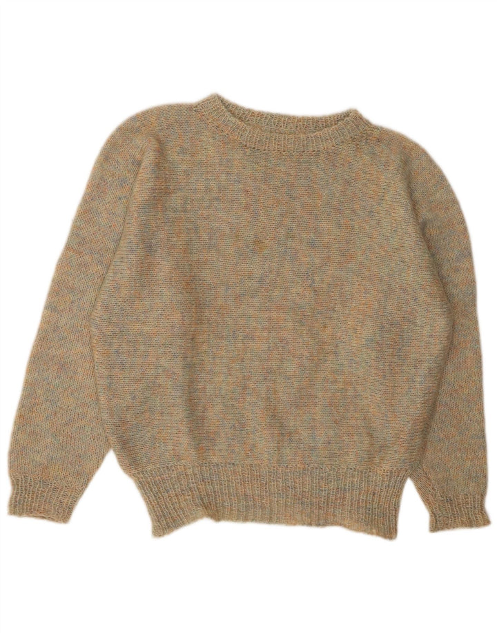 VINTAGE Femme Col Bateau Pull Pull UK 14 Grand Multicolore Moucheté