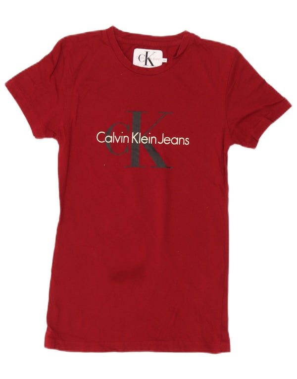 Calvin Klein Jeans T-shirt graphique pour homme XS en coton bordeaux