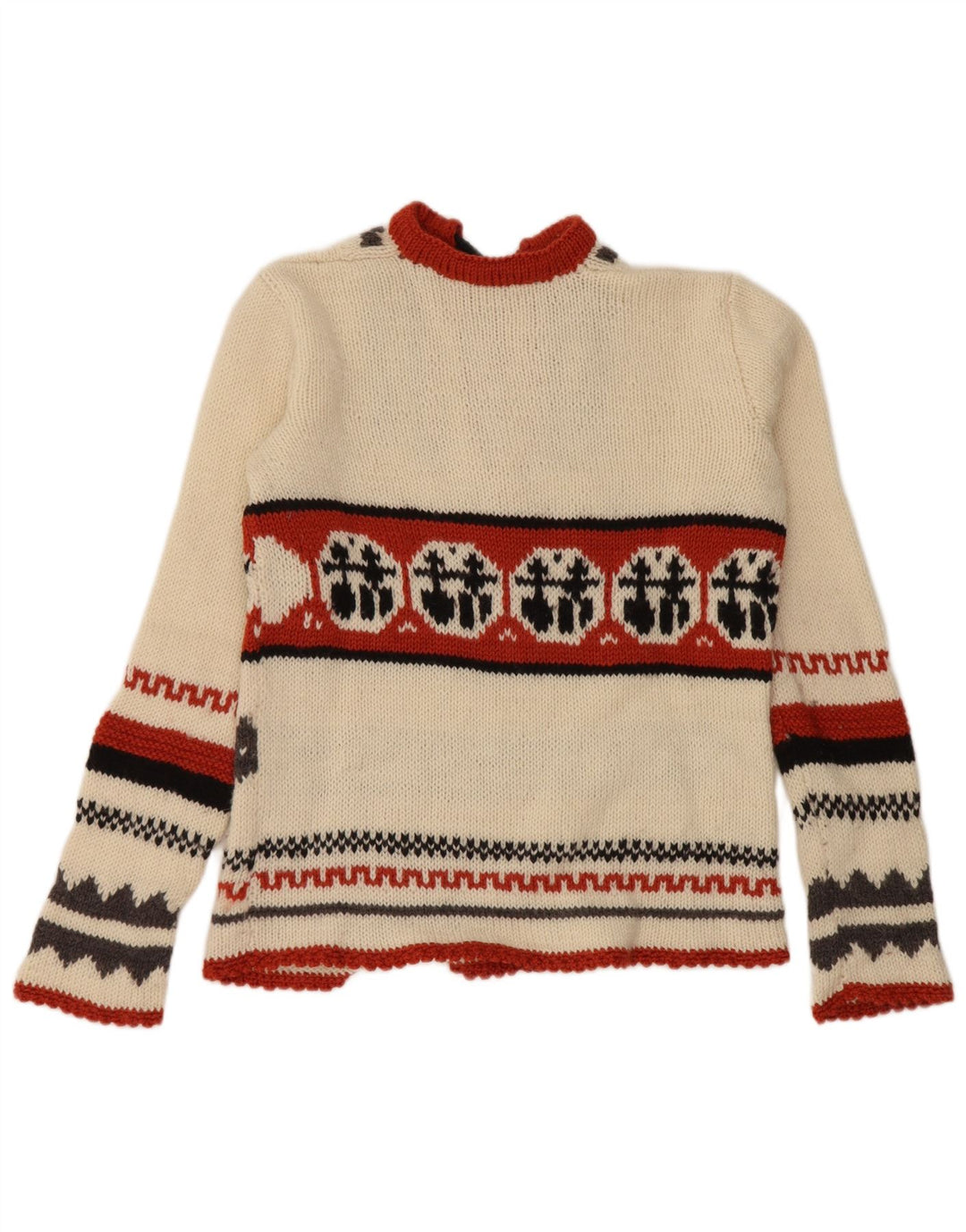 vintage Femme Jumper Pull UK 14 Moyen Off White Fair Isle
