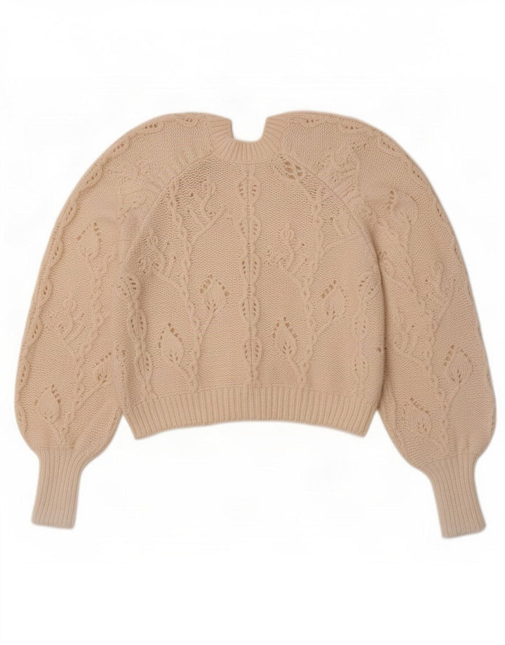 Zara Femmes Crop Cardigan Pull UK 10 Petit Blanc Cassé Polyester