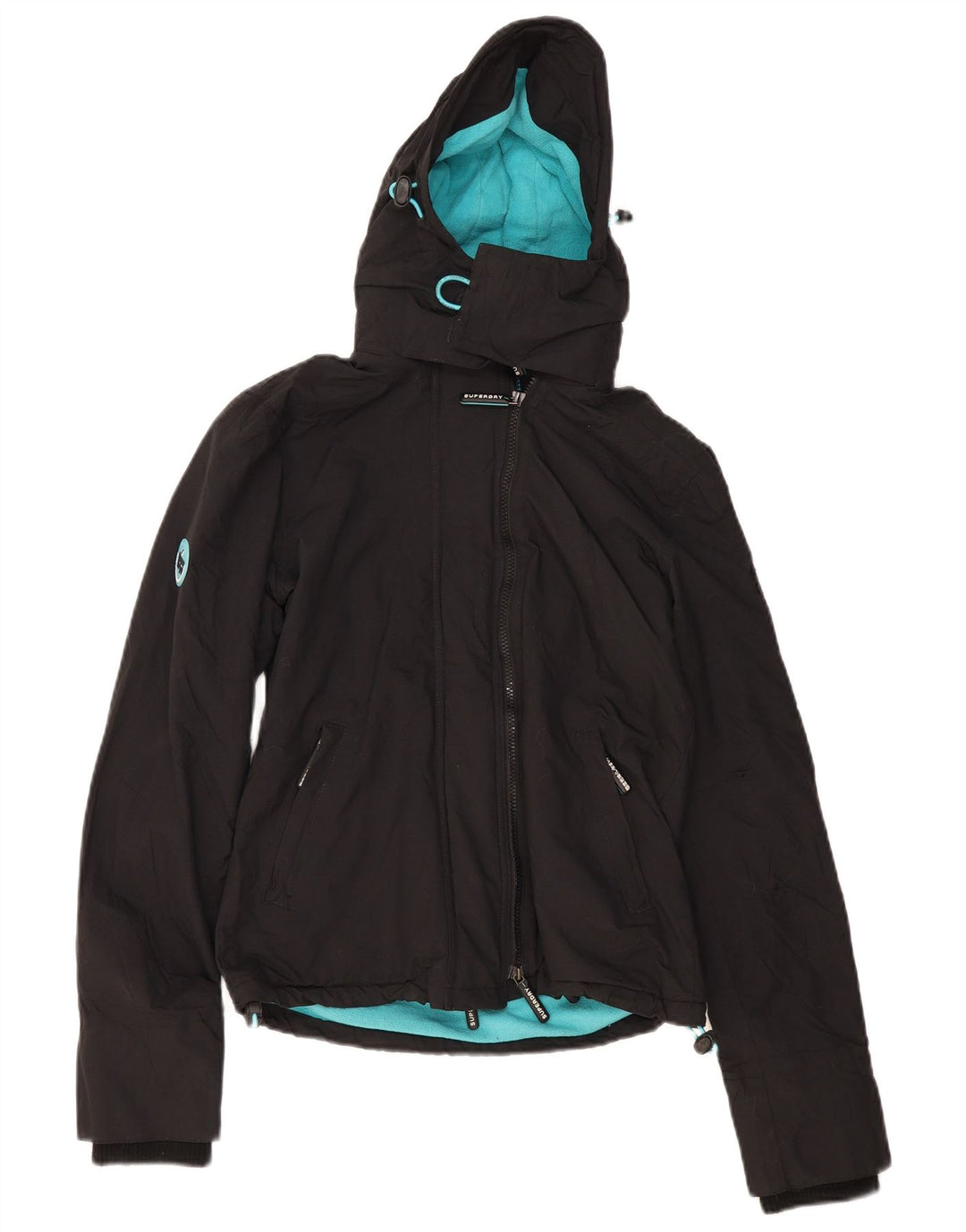 SUPERDRY Veste coupe-vent surdimensionnée Windcheater pour femme UK 10 Small Noir