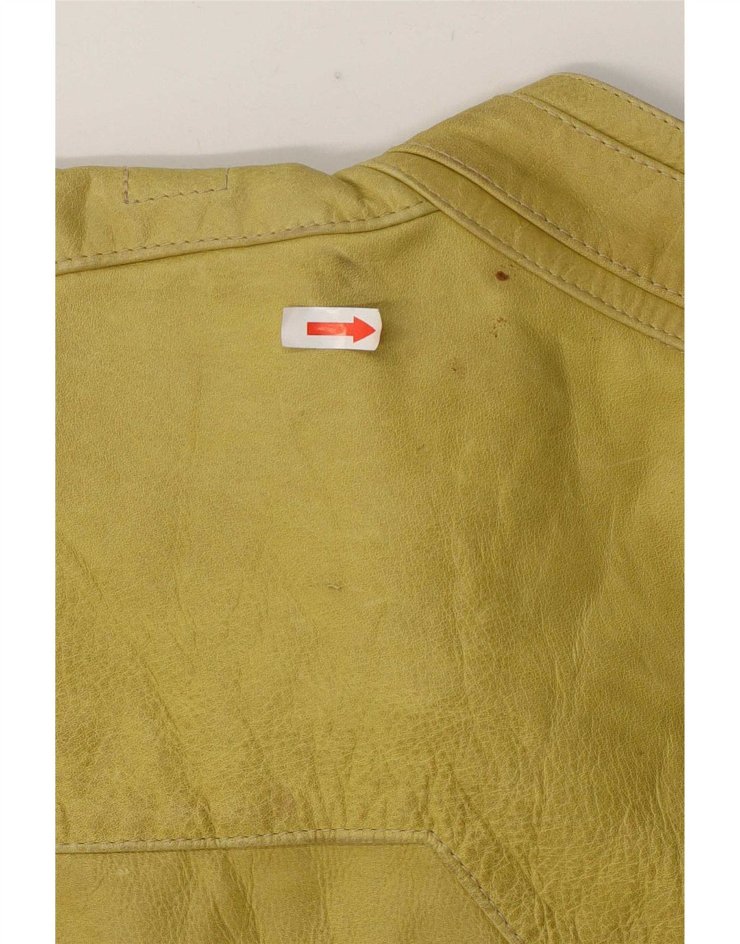 veste de motard en cuir femme vintage UK 14 Grand Jaune