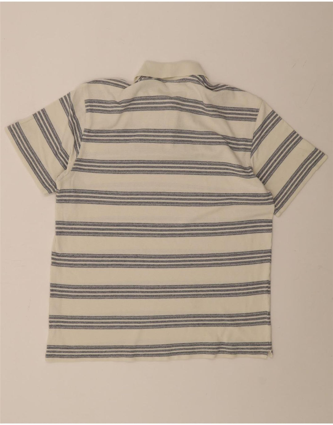 Ellesse Polo Homme UK 38 Medium Blanc Rayé Coton