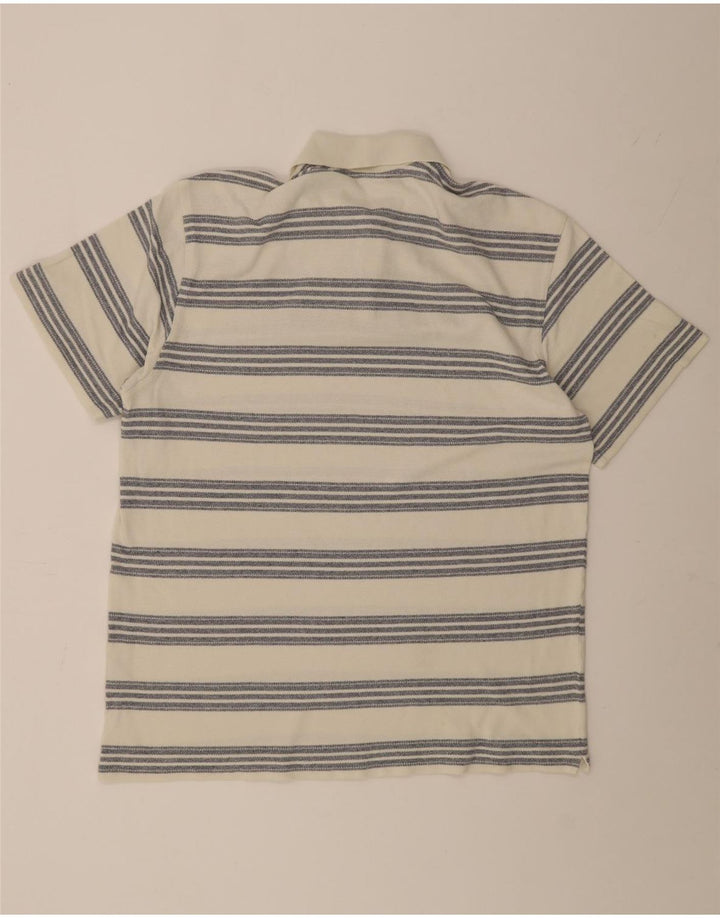 Ellesse Polo Homme UK 38 Medium Blanc Rayé Coton