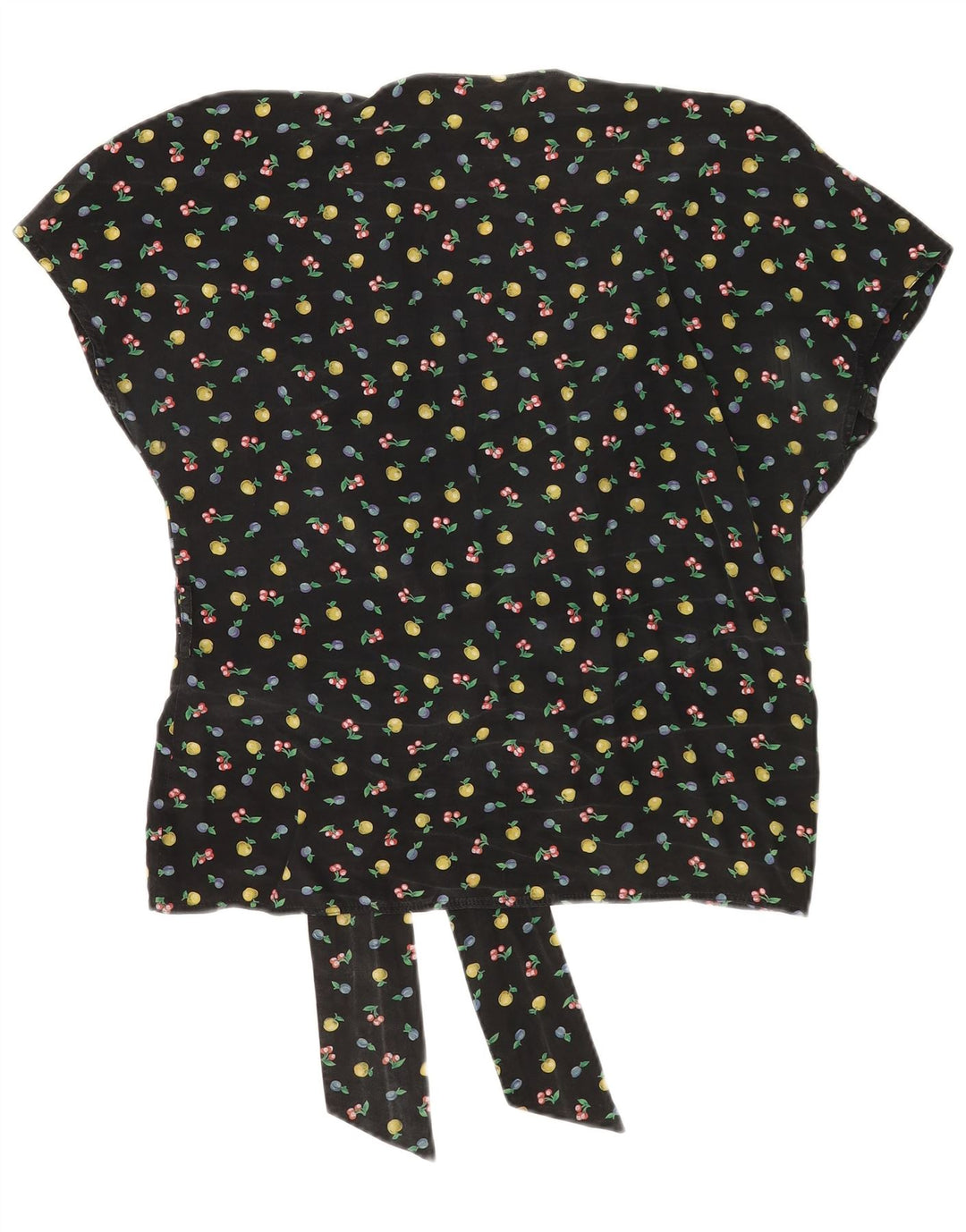 Vintage Femme Motif Abstrait Blouse Top IT 48 XL Noir
