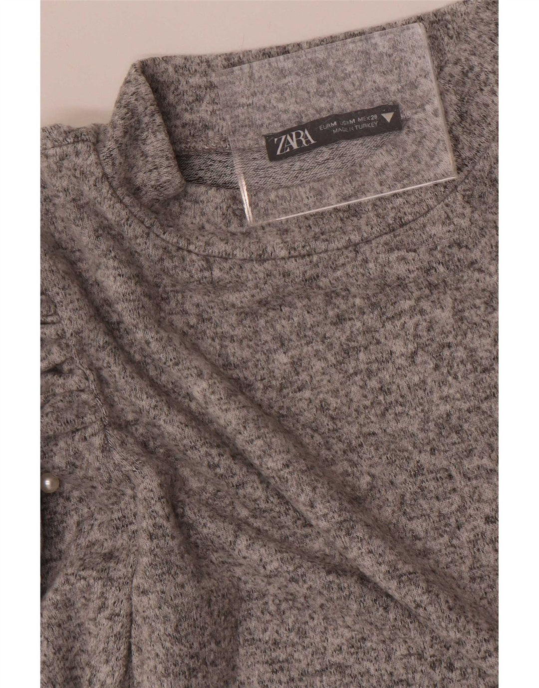 Zara Femme Top Manches Longues UK 12 Gris Moyen