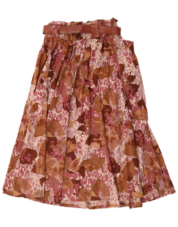 Vintage Womens Flared Skirt IT 44 Medium W28 Brown Floral Triacetate