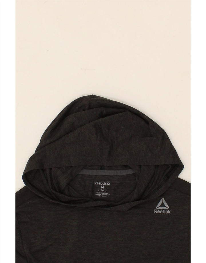 REEBOK Boys Hooded Top Long Sleeve 10-11 Years Medium Grey Polyester Vintage Reebok and Second-Hand Reebok from Messina Hembry 