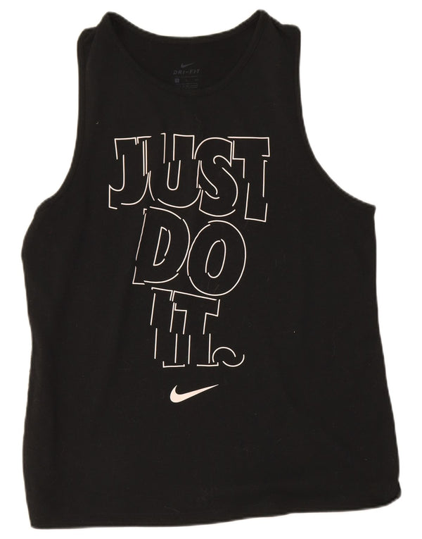 Nike Womens Dri Fit Graphic Débardeur UK 10 Petit Noir Polyester
