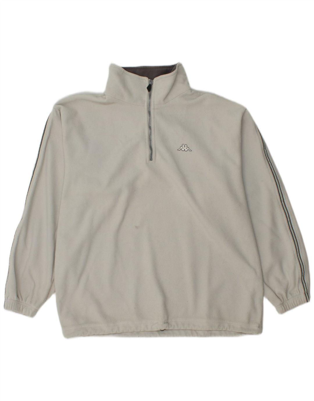 Kappa Pull polaire à col zippé pour homme Large en polyester blanc cassé